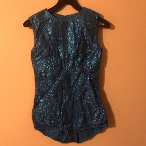 Vintage 1950’s sparkle bodysuit bright blue size S